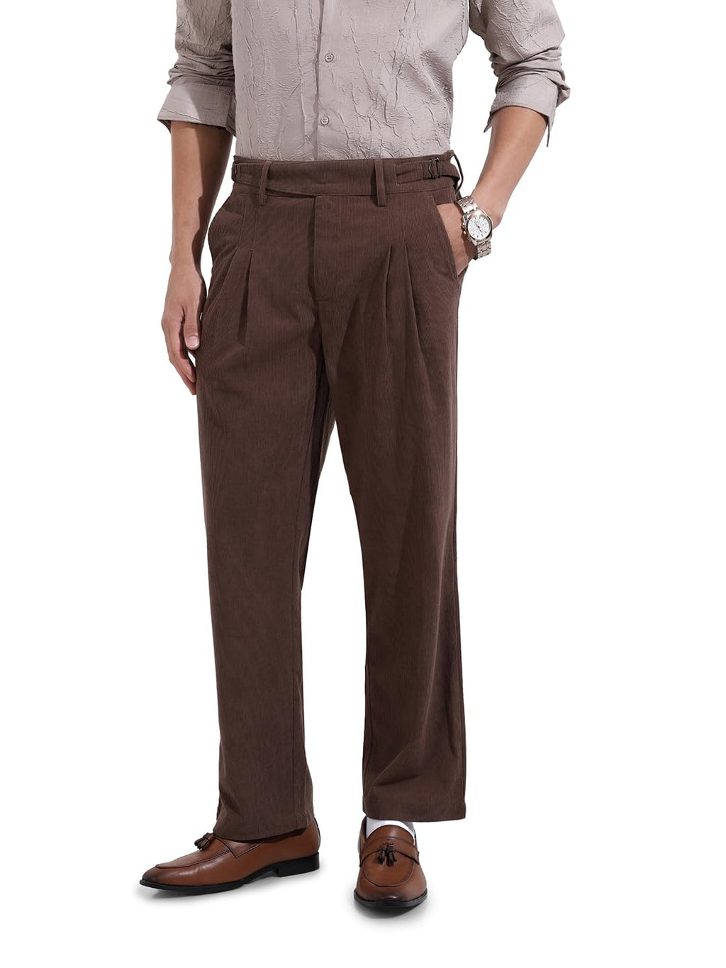 The Indian Garage Co Mens Relaxed Fit Textured Mid-Rise Gurkha Sweater