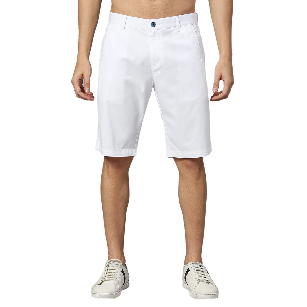 Thomas Scott Mens | 100% Cotton | Solid | Above Knee | Button Closure | Chino | Casual Shorts for Men White