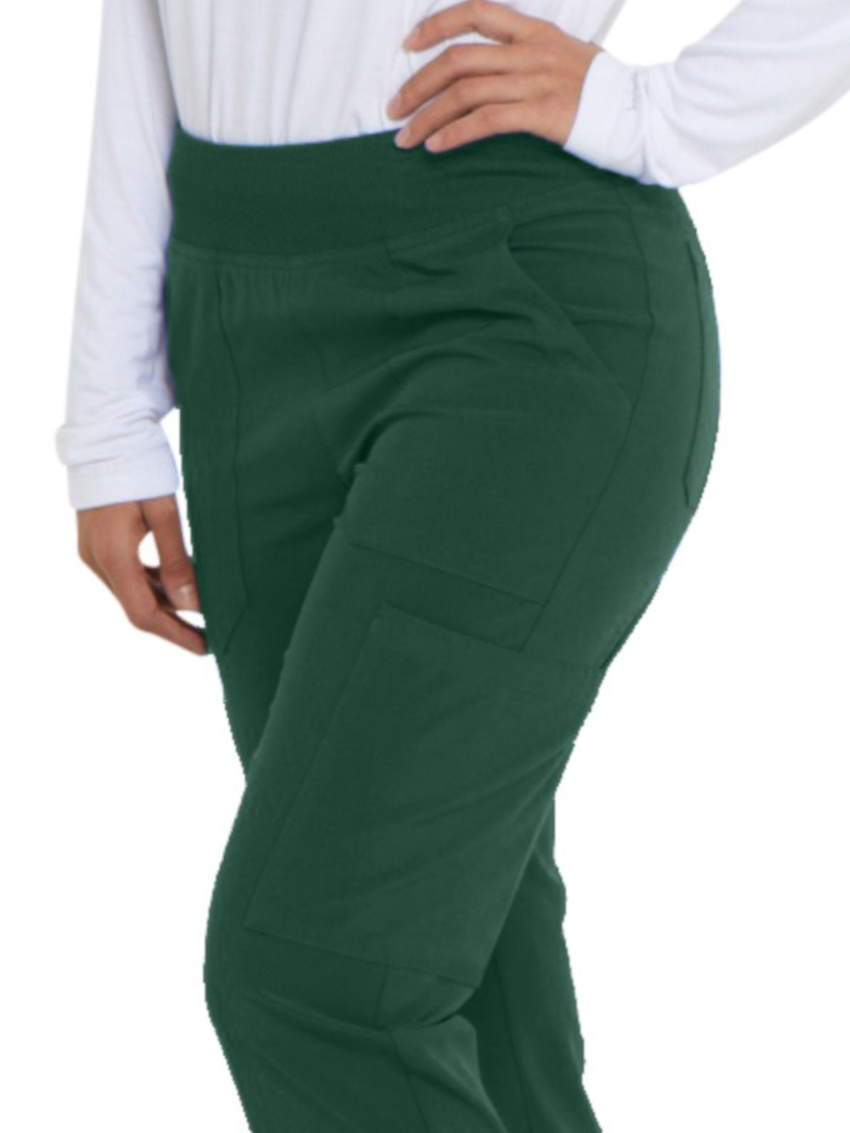 EDS Essentials Scrubs for Women, Yoga-Inspired Pull-On Pant with Four-Way Stretch and Moisture Wicking Plus Size DK005, 3XL, Hun