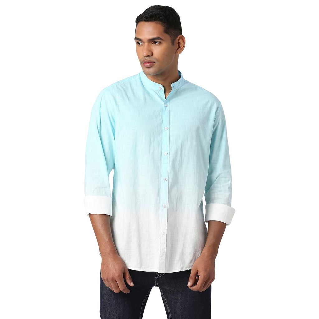 Pepe Jeans MenS Regular Fit Ombre Dyed Shirts Aqua