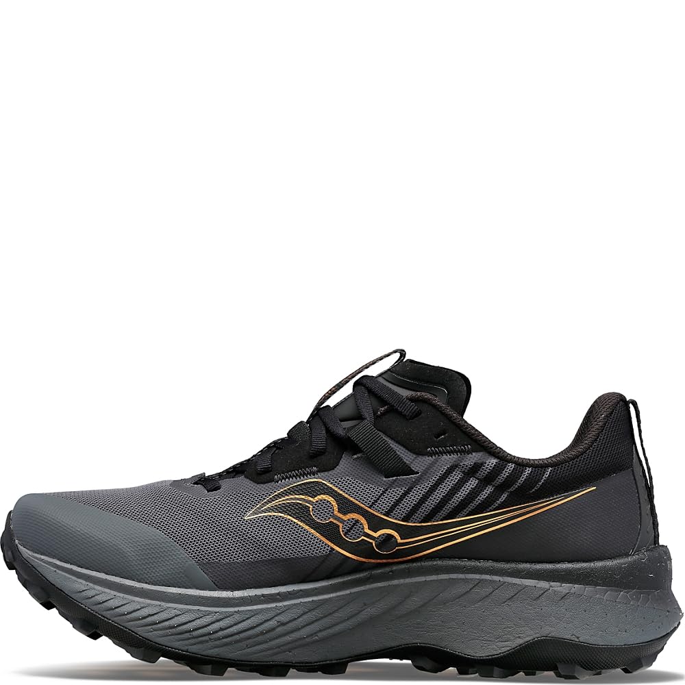 Saucony Women's Endorphin Edge Trail Running Shoe, Black/GOLDSTRUCK, 7