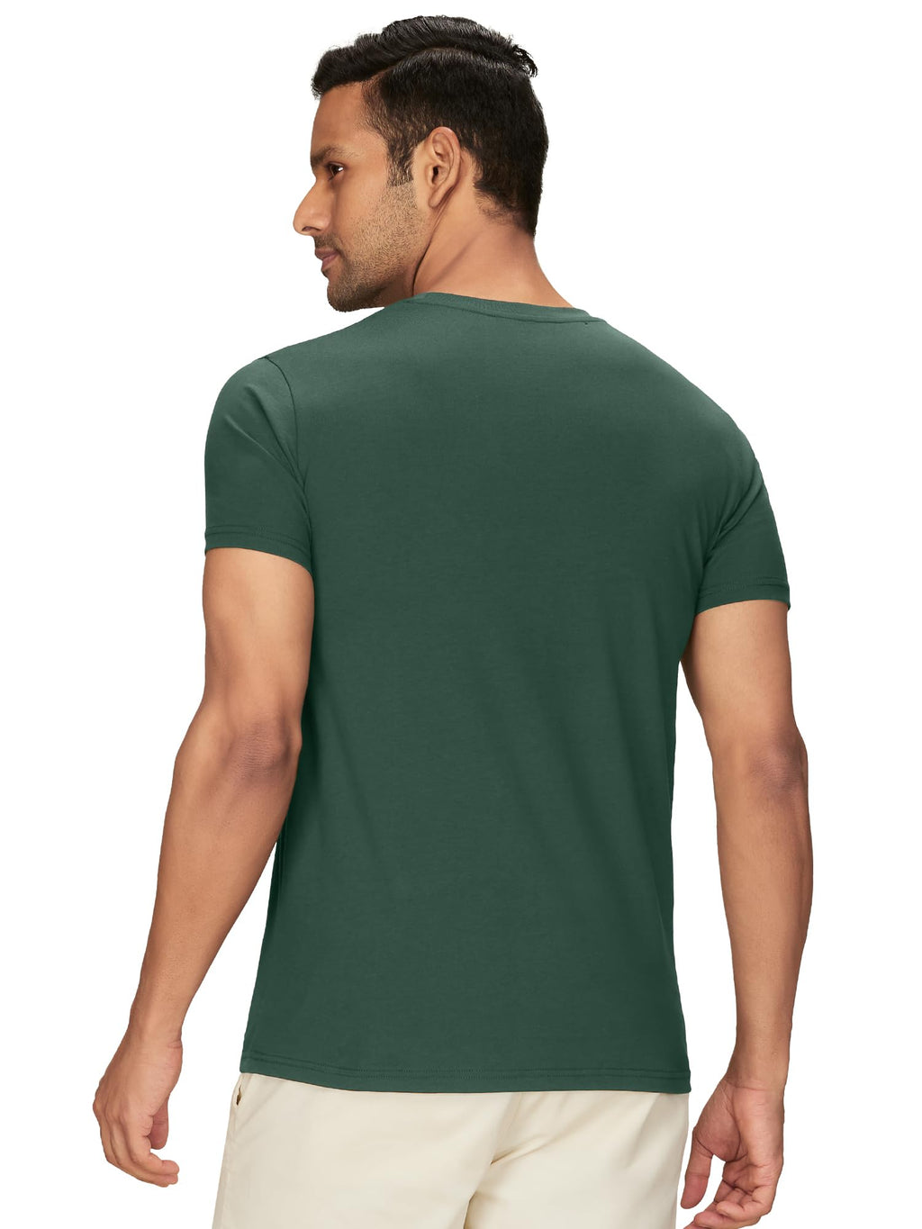 XYXX Mens Solid Regular Fit T-Shirt (XY_CR15_Tshirt_2_Misty Lilac+Pine Green