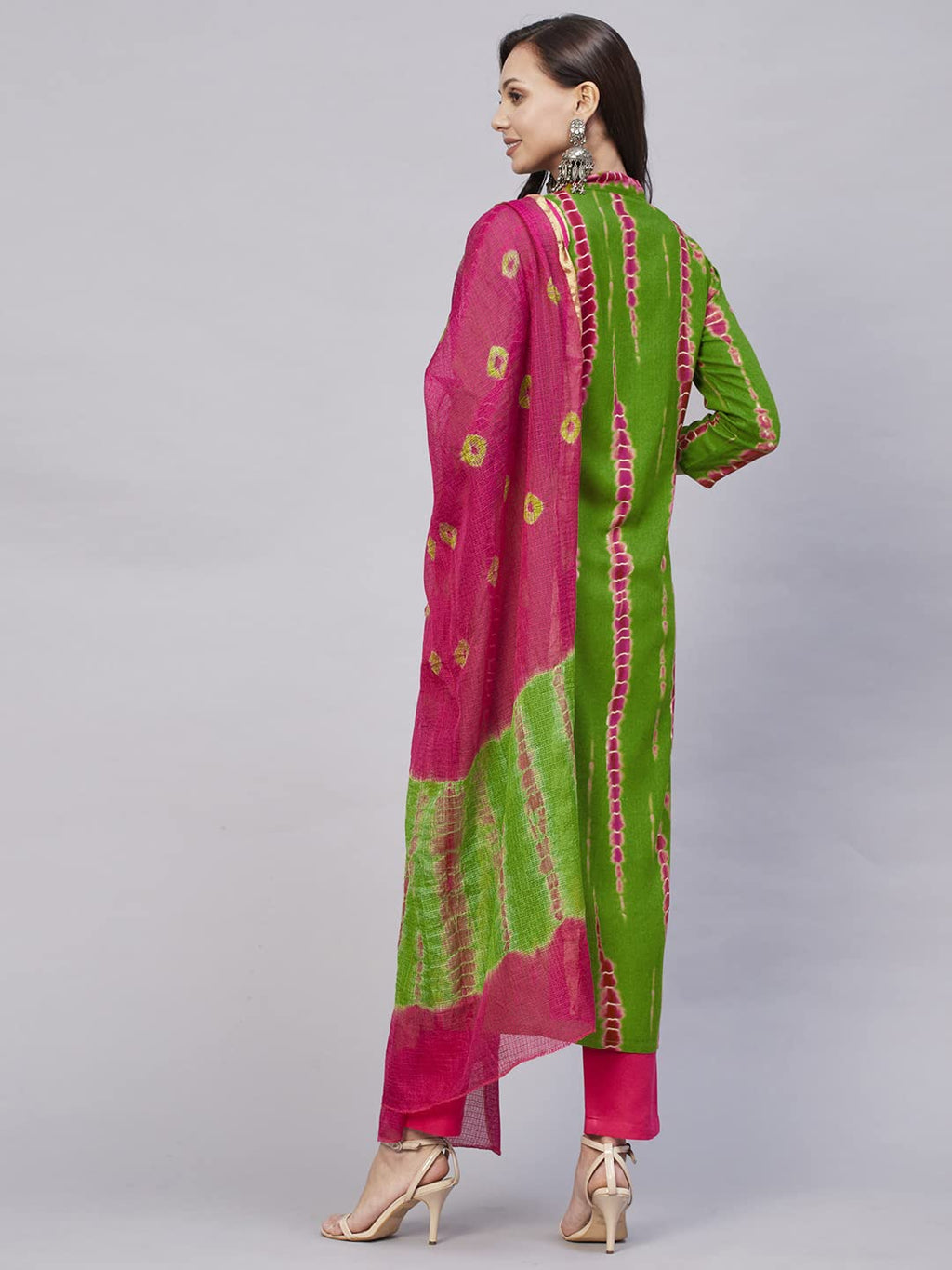 ANNI DESIGNER Womens Rayon Straight Printed Kurta with Pant & Dupatta (SIBORI-Methi-NW_L_Green_Large)