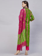 ANNI DESIGNER Womens Rayon Straight Printed Kurta with Pant & Dupatta (SIBORI-Methi-NW_L_Green_Large)