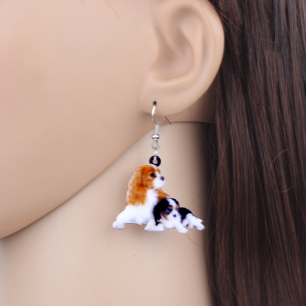 NEWEI Acrylic Cute Basket Dog earrings Drop Dangle Fashion Animal Jewelry For Women Gift Charms
