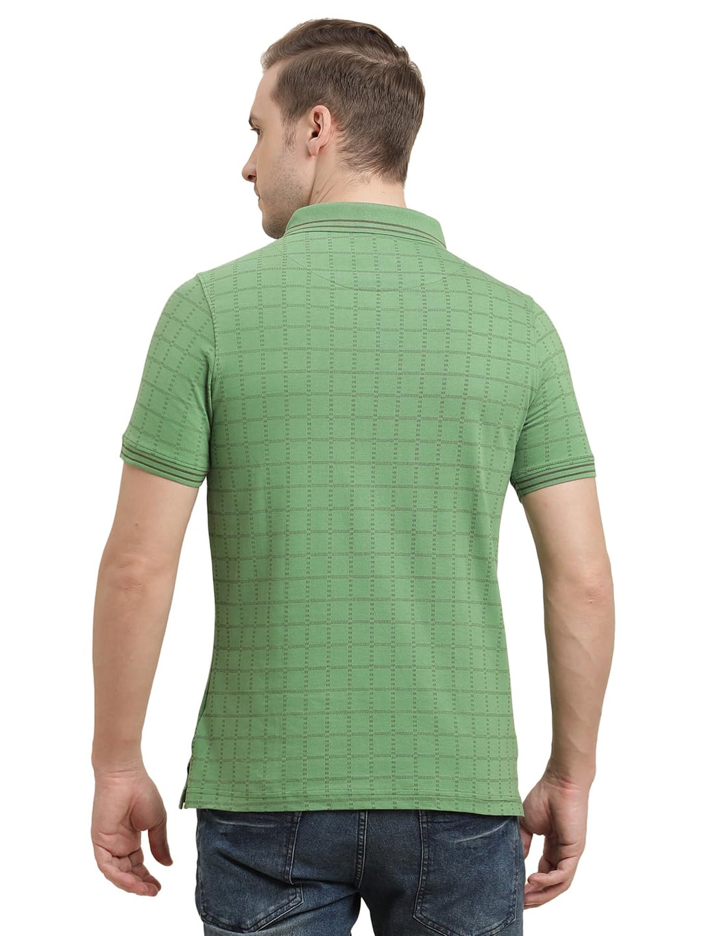 Turtle Men 100% Cotton Green Printed Polo T-Shirt