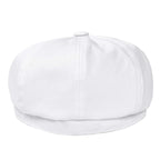BOTVELA Men's Newsboy Flat Cap 100% Cotton Gatsby Ivy Golf Cabbie Hat (White, 7 7/8)
