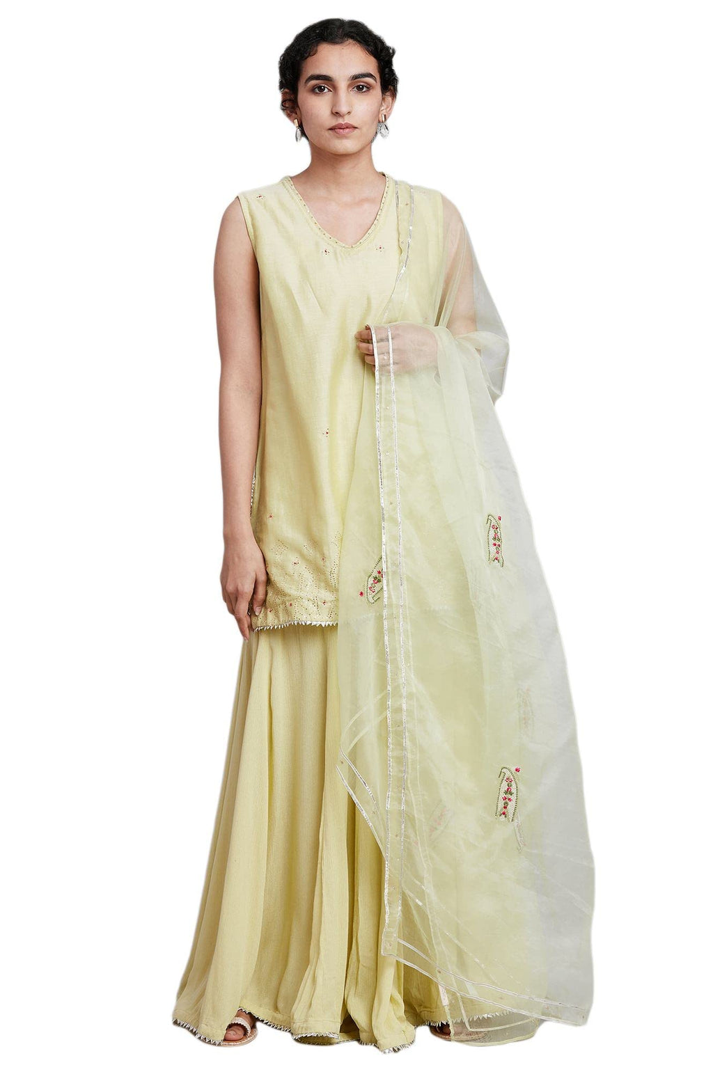 W For Woman Women'S Cotton Blend Kurta, Sharara, Dupatta (21Mafs11081