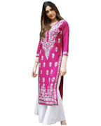 ANNI DESIGNER Womens Rayon Blend Straight Chikankari Embroidered Kurta (Victoria Pink-NW_5XL_Beige_XXXXX-Large)