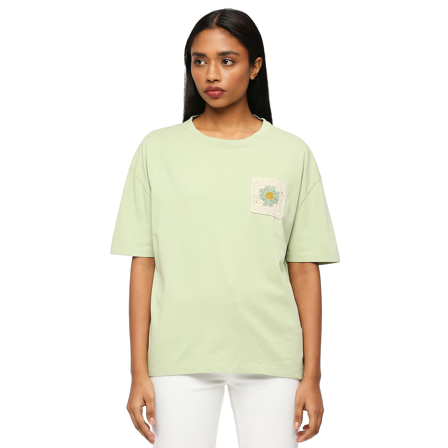 Pepe Jeans WomenS Oversized Fit T-Shirt (Pl505783_Coriander Green_Light
