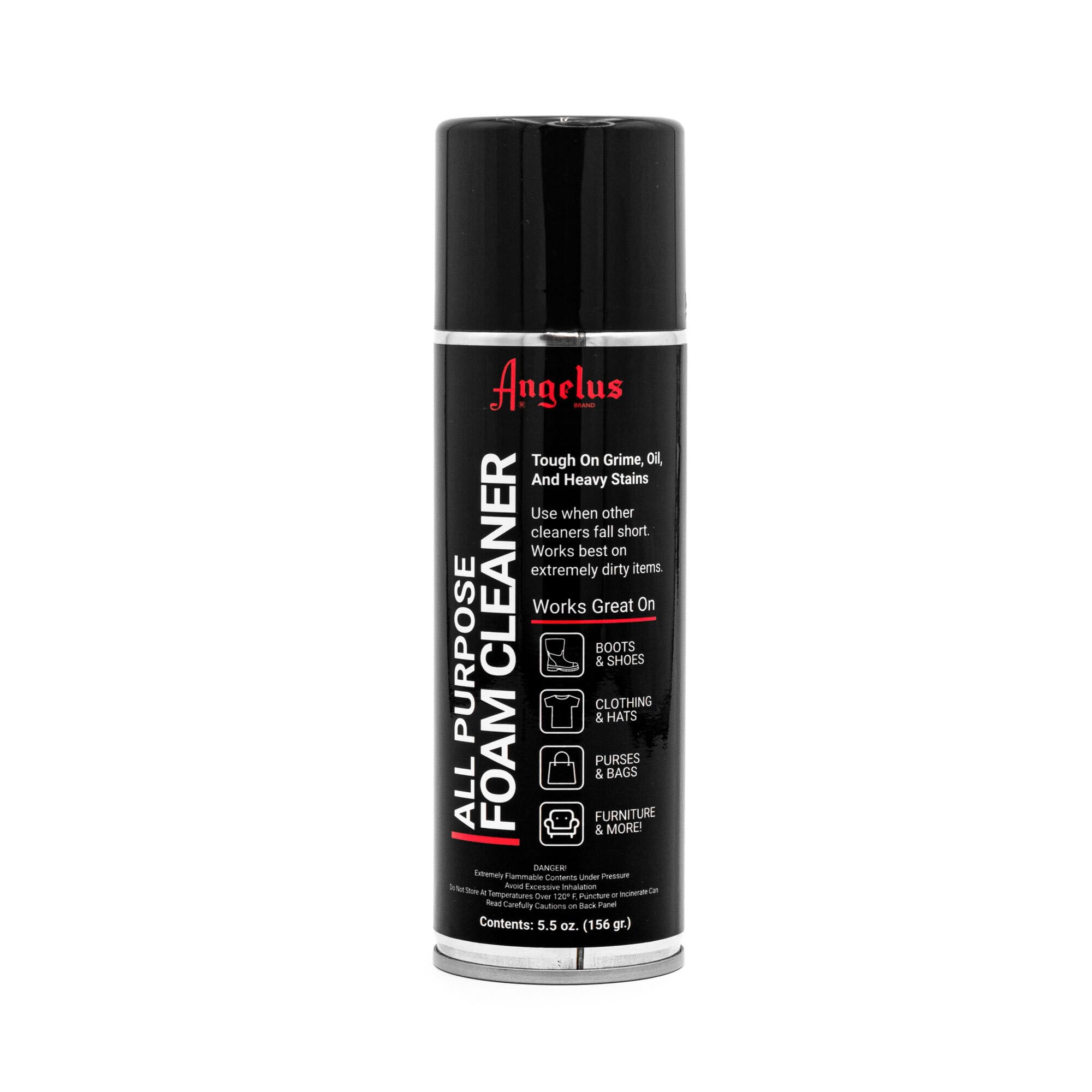 Angelus All Purpose Foam Cleaner for Shoes, Sneakers, Hiking Boots, Car Seats, Hats, Accessories - 5.5oz