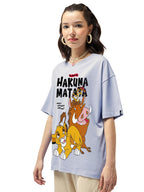 Bewakoof Official Disney Merchandise Hakuna Matata Womens Graphic Printed Oversized Fit Half Sleeve Round Neck Cotton T-Shirt_6