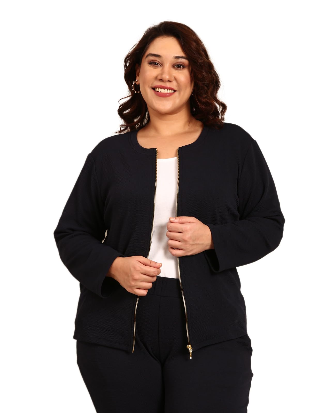 The Pink Moon Womens Polyester Regular Plus Size Formal Jacket  (JCKT_033_Navy Blue_3XL) 3