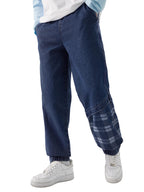 The Souled Store Urban Plaid Men and Boys Pull On Baggy Fit Cotton Denim Joggers Blue