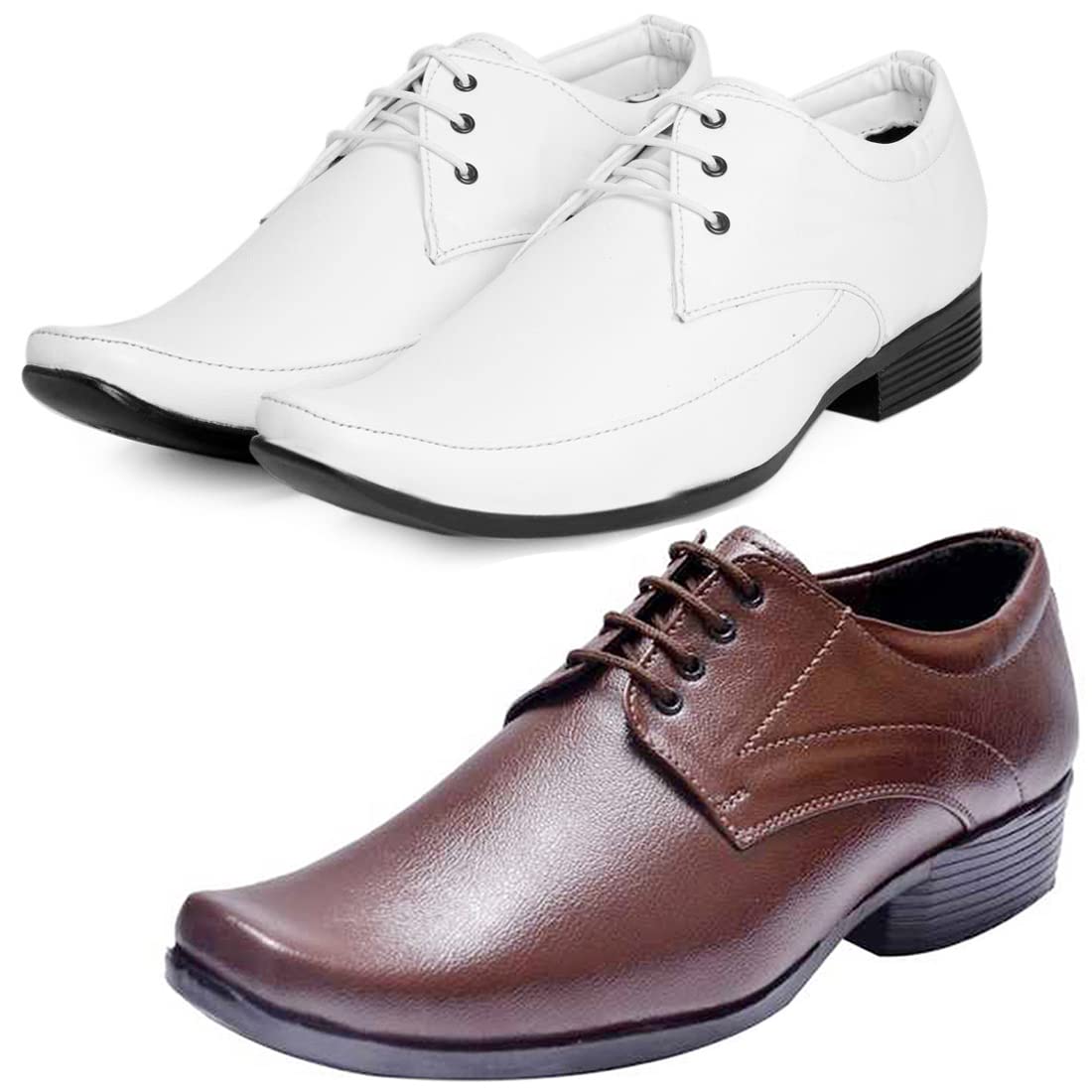 Stylish Trendy Formal Shoes/Party Shoes/ 2 Shoes Combo with Free Belt for Men and Boys (BAZAAR8203_VTR004Brwn007BdrWht1Blk) 8