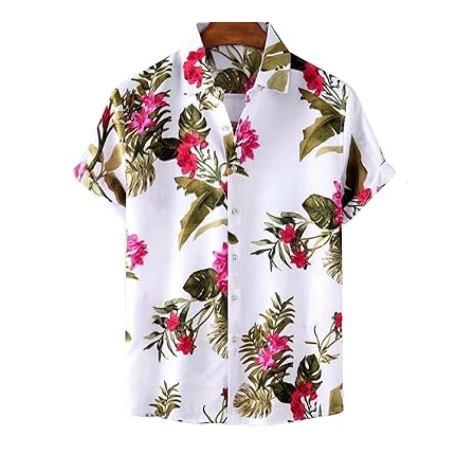 Rebelify MenS Lycra Bland Shirt With Half Sleeves Button Down Closure Round Collar Neck Printed Pattern Relaxed Fit And Standar