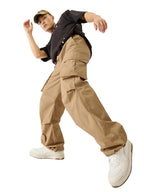 The Souled Store Parachute Pants: Tan Brown Men and Boys Elasticated Toggles Leg Closure Mid Rise Cotton Pants