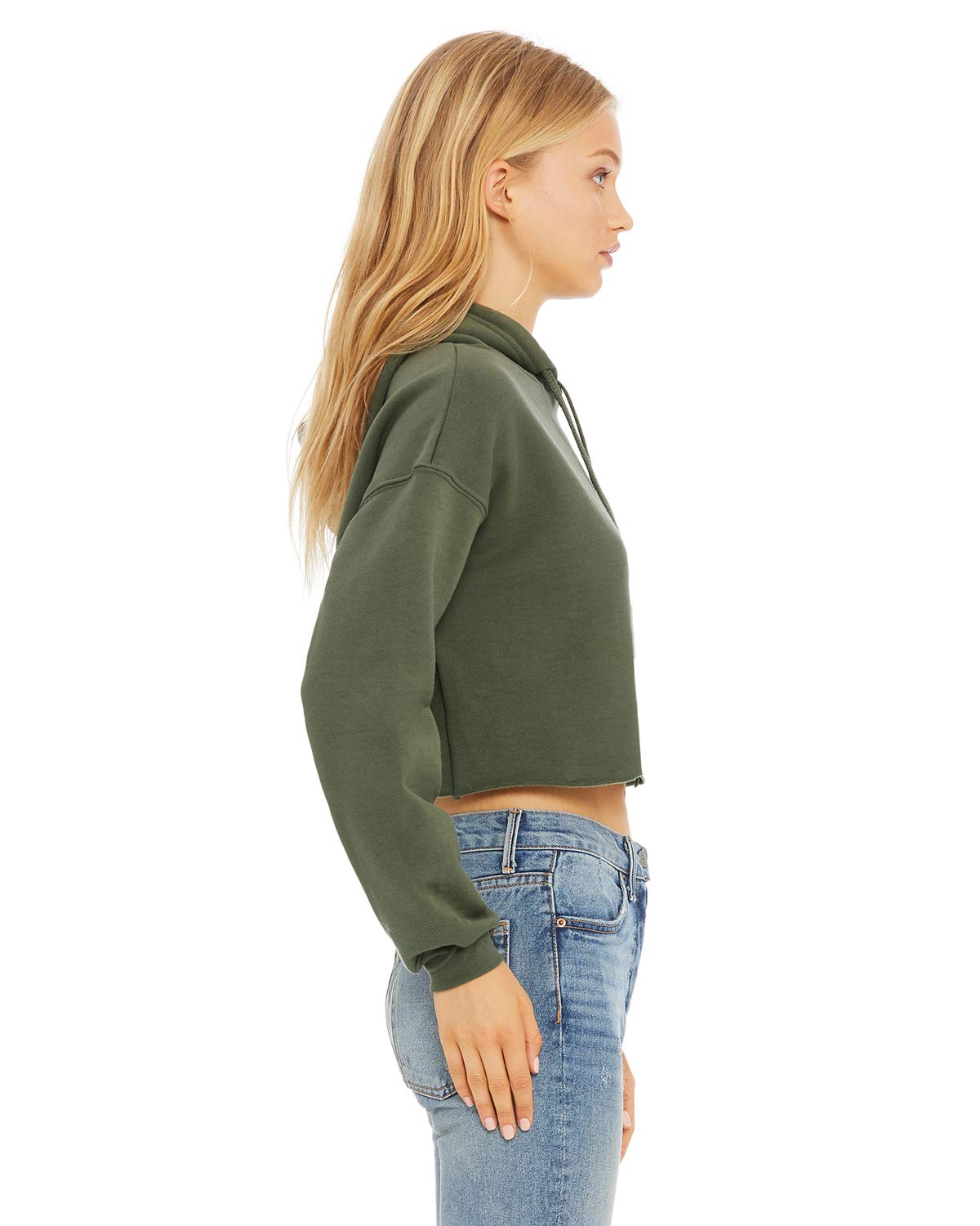 Ladies cropped Fleece Hoodie - PEAcH - S(D0102H7WRT2)