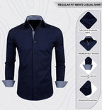 Zombom MenS Solid Cotton Blend Regular Fit Full Sleeve Collared Neck Casual Shirt For Men Navy Blue