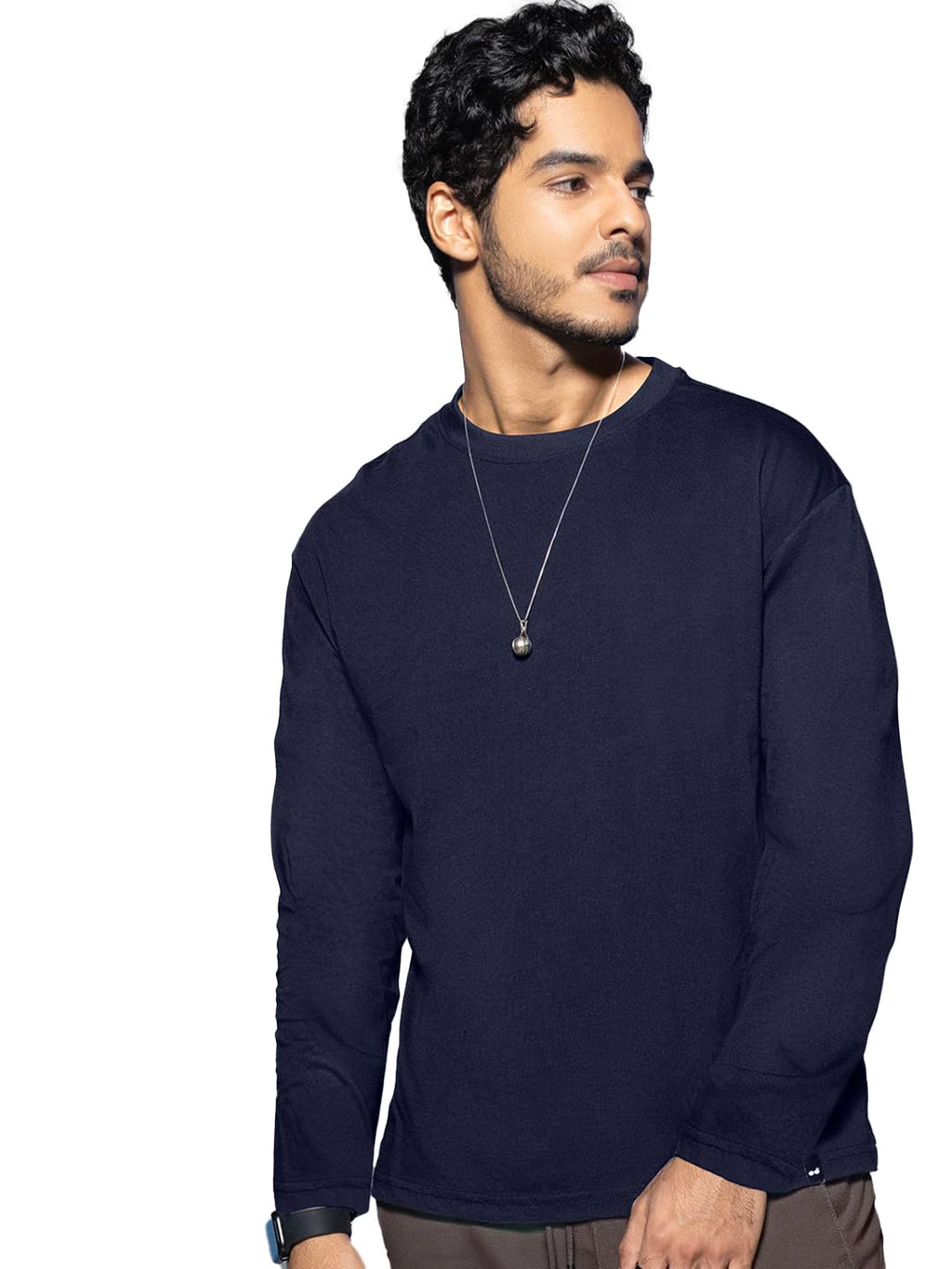 Bewakoof Mens Solid Regular Fit Full Sleeve Round Neck Cotton T-Shirt