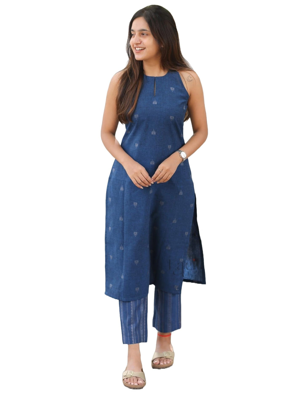 ANNI DESIGNER Womens Rayon Viscose Straight Printed Kurta with Pant (Palakad Blue_XXL_Blue_XX-Large)