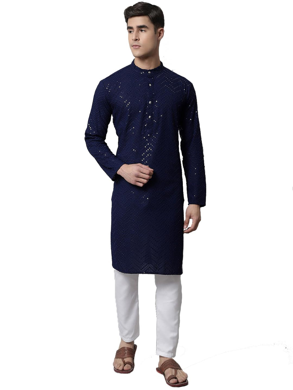 Jompers Mens Embroidered Sequinned Kurta Churidar Set