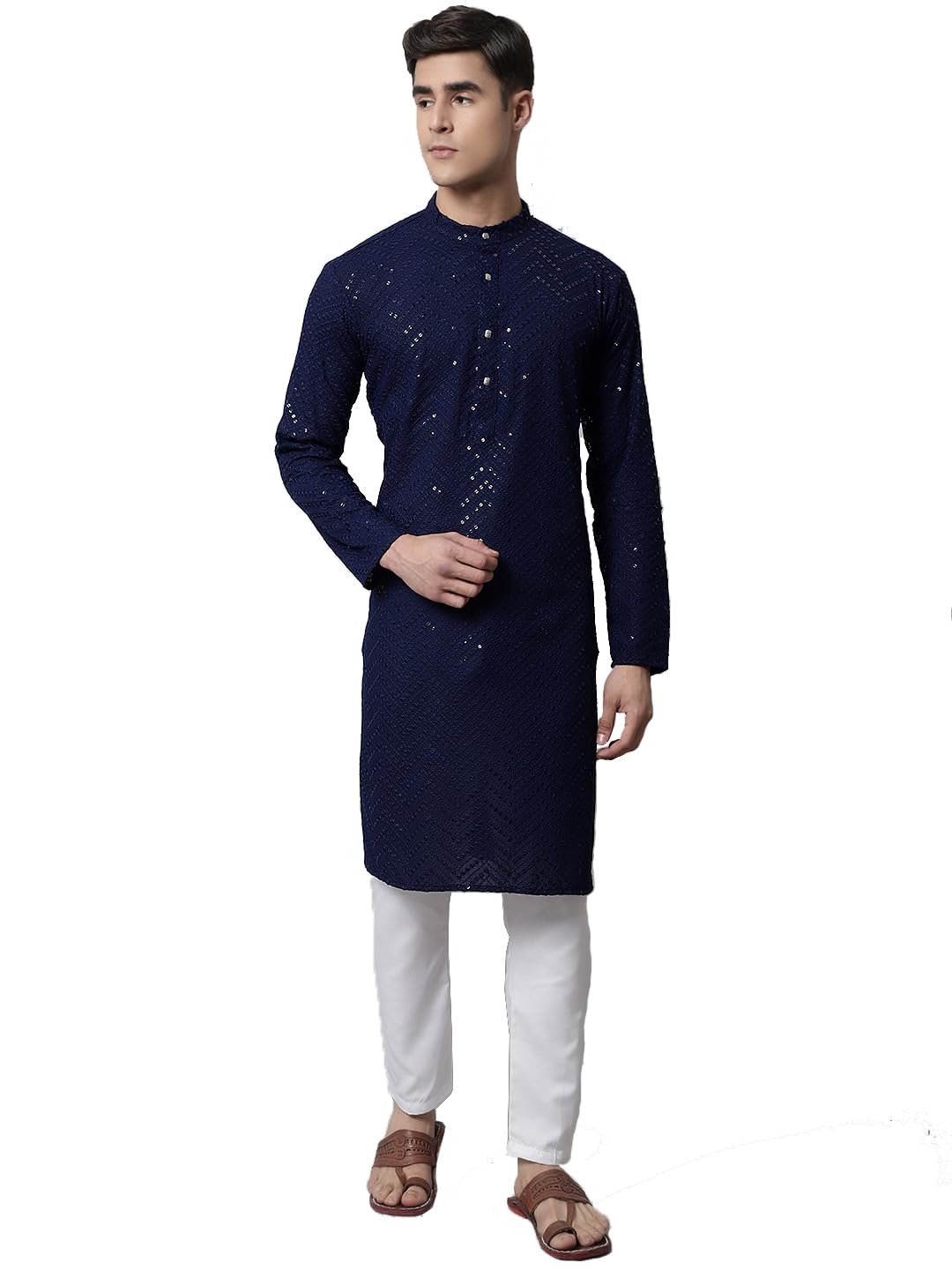 Jompers Mens Embroidered Sequinned Kurta Churidar Set