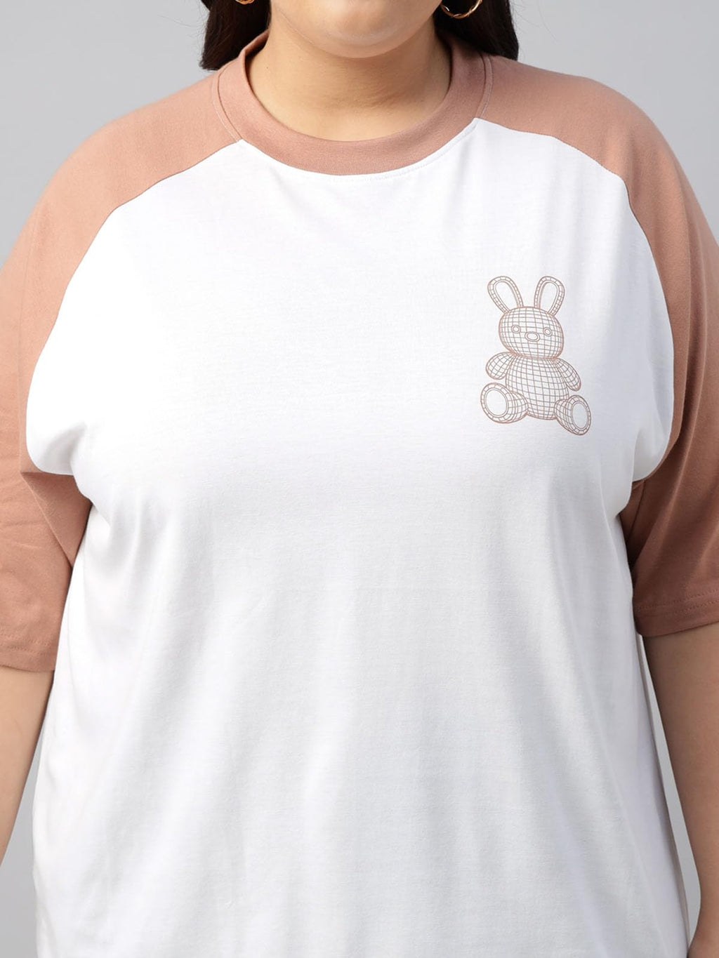 Juneberry 100% Pure Cotton Oversized Baggy Fit Funky Pocket Printed Half Sleeve Plus Size T-Shirt For Women & Girls (Ps_J_Teddy_