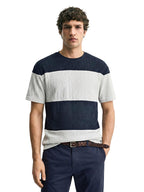 The Indian Garage Co Mens Relaxed Fit Half Sleeves Textured Crew Neck Sweater
