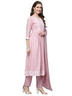 Stylum Women'S Printed Rayon Naira Cut Kurta Pant With Dupatta