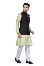Be Active MenS Solid Linen Blend Kurta Pyjama 3 Piece Set || Men Kurta Pajama With Modi Jacket || Kurta Pajama Nehru Jacket For