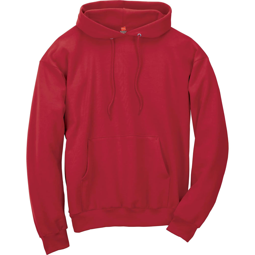 Hanes Men's Pullover EcoSmart Hooded Sweatshirt, Deep Red, Medium