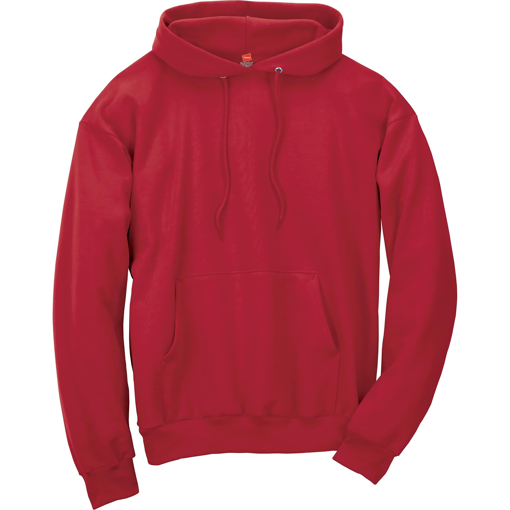 Hanes Men's Pullover EcoSmart Hooded Sweatshirt, Deep Red, Small