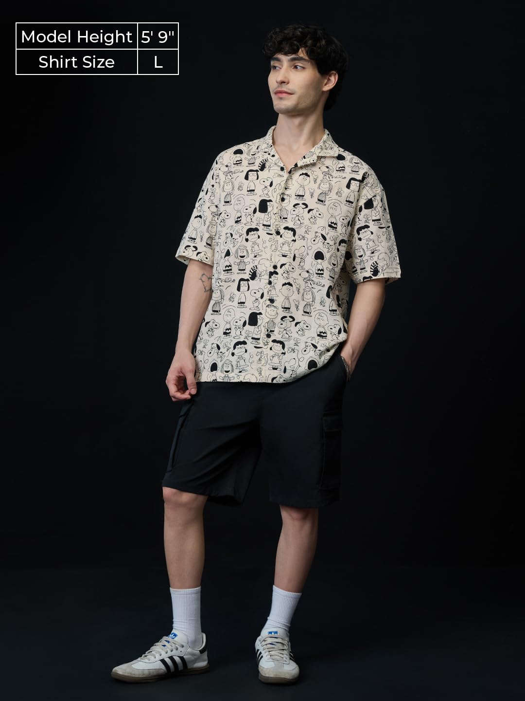 The Souled Store Peanuts: Characters Men and Boys Short Sleeves Collared Neck Button Front Off White All Over Printed Regular Fi