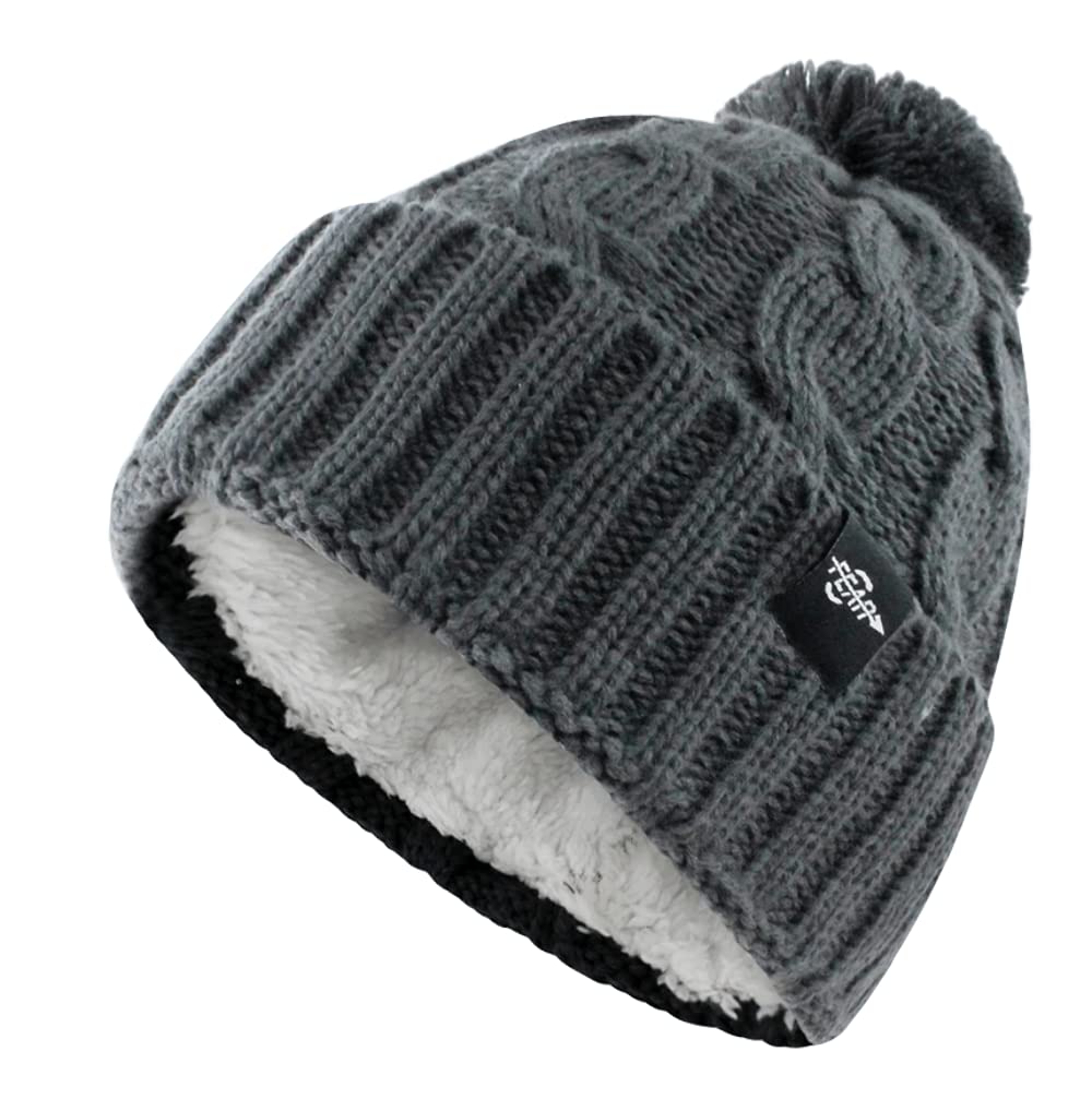 Fear0 NJ Warmest Plush Insulated Lining Knit cable cuff Fold Beanie Hat Women(D0102H79VZ8)