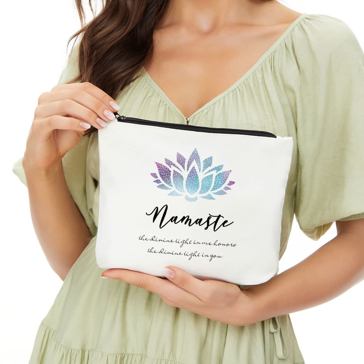 JIUWEIHU Meditation Gifts for Namaste Yoga Toiletry Bag Purse Organizer Cartoon Cosmetic Pouch Yoga Accessories Zen Makeup Bag Y