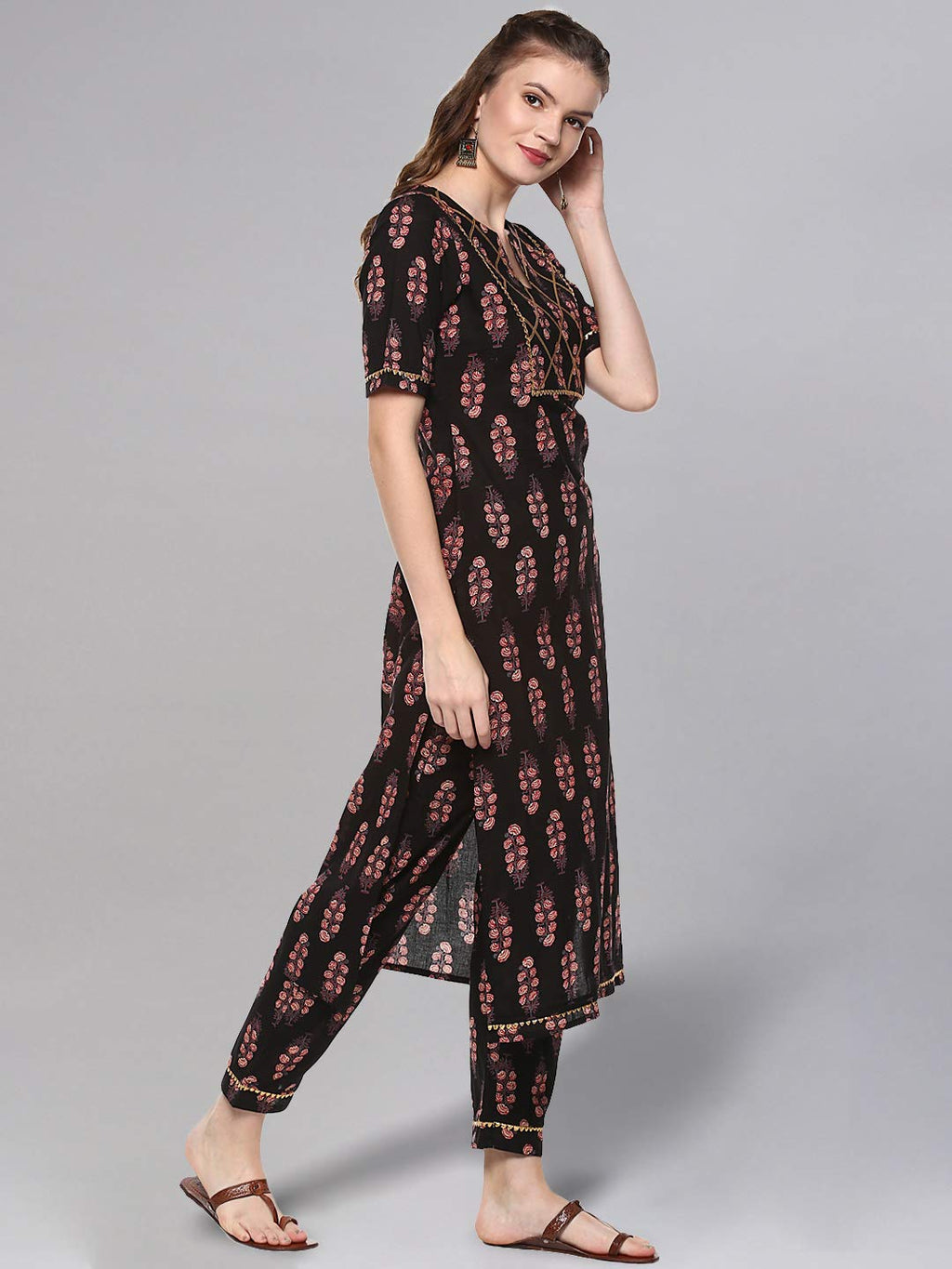 Idalia Printed Straight Cotton Kurta With Pant Set - Ethnic Kurta Set For Women, Great For Wedding & Festive Occasions, Calf Len
