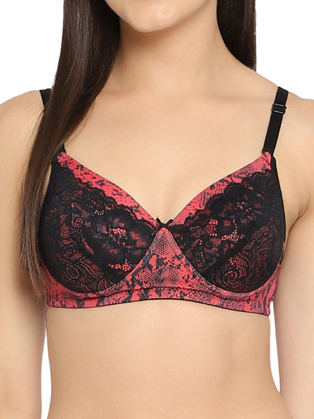 Clovia Womens Lightly Padded Non-Wired Full Cup Snakeskin Print Multiway Bridal Bra (BR1747T14_Pink_34C)
