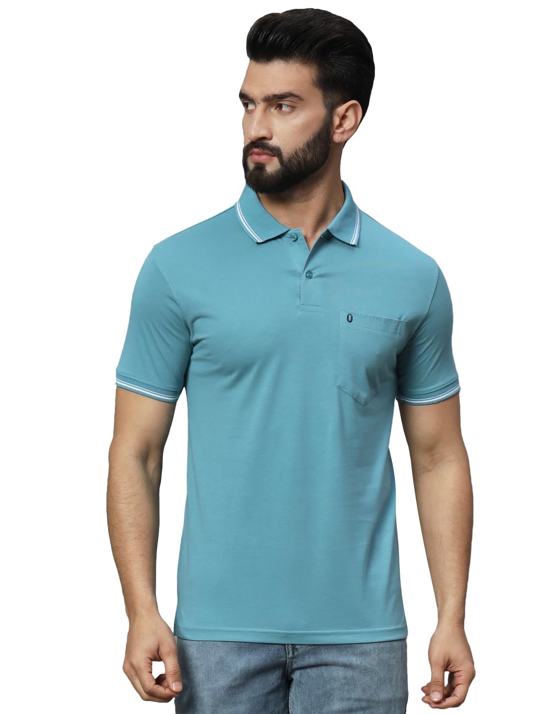 UNIBERRY Mens Solid Cotton Blend Half Sleeves Polo TShirt Has A Pocket On ChestMT4NTL_4XL 4
