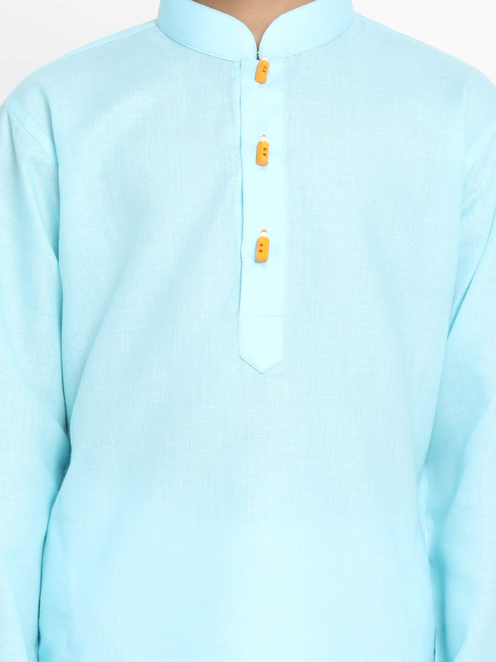 Jbn Creation Boys Blue Cotton Blend Kurta Pyjama And Cap Set