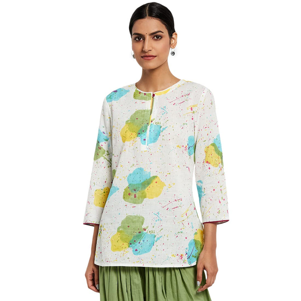 Fabindia Women Printed Slim Fit Short Kurta Cotton_M Multicolour