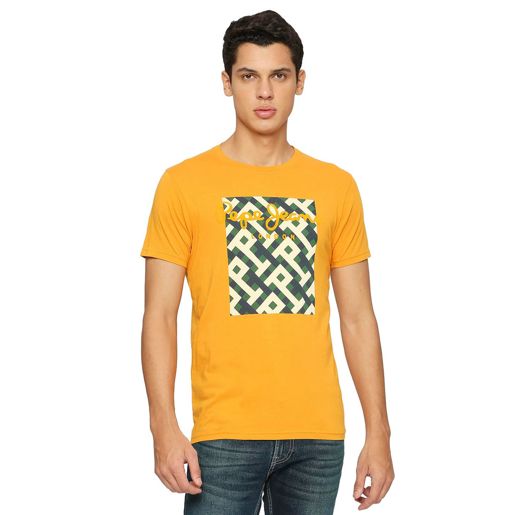 Pepe Jeans Cotton MenS Slim Fit Graphic Printed T-Shirts Navy, Large
