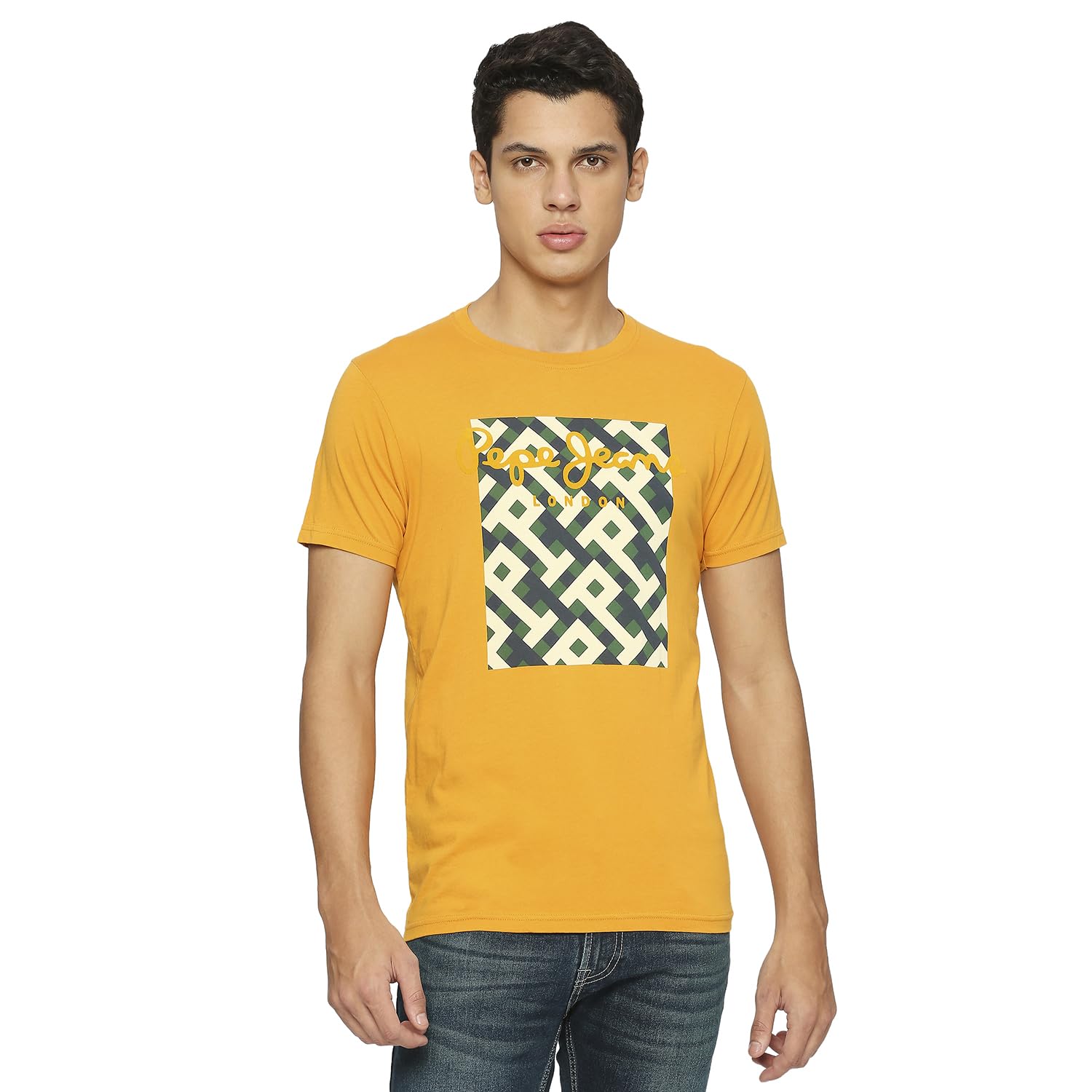 Pepe Jeans Cotton MenS Slim Fit Graphic Printed T-Shirts Navy, Large