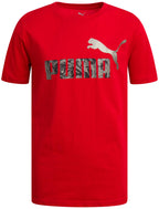 PUMA Boys' T-Shirt - Cat Logo T-Shirt for Boys - Athletic Crewneck Short Sleeve Tee (S-XL), Size Large, Puma Red/Black