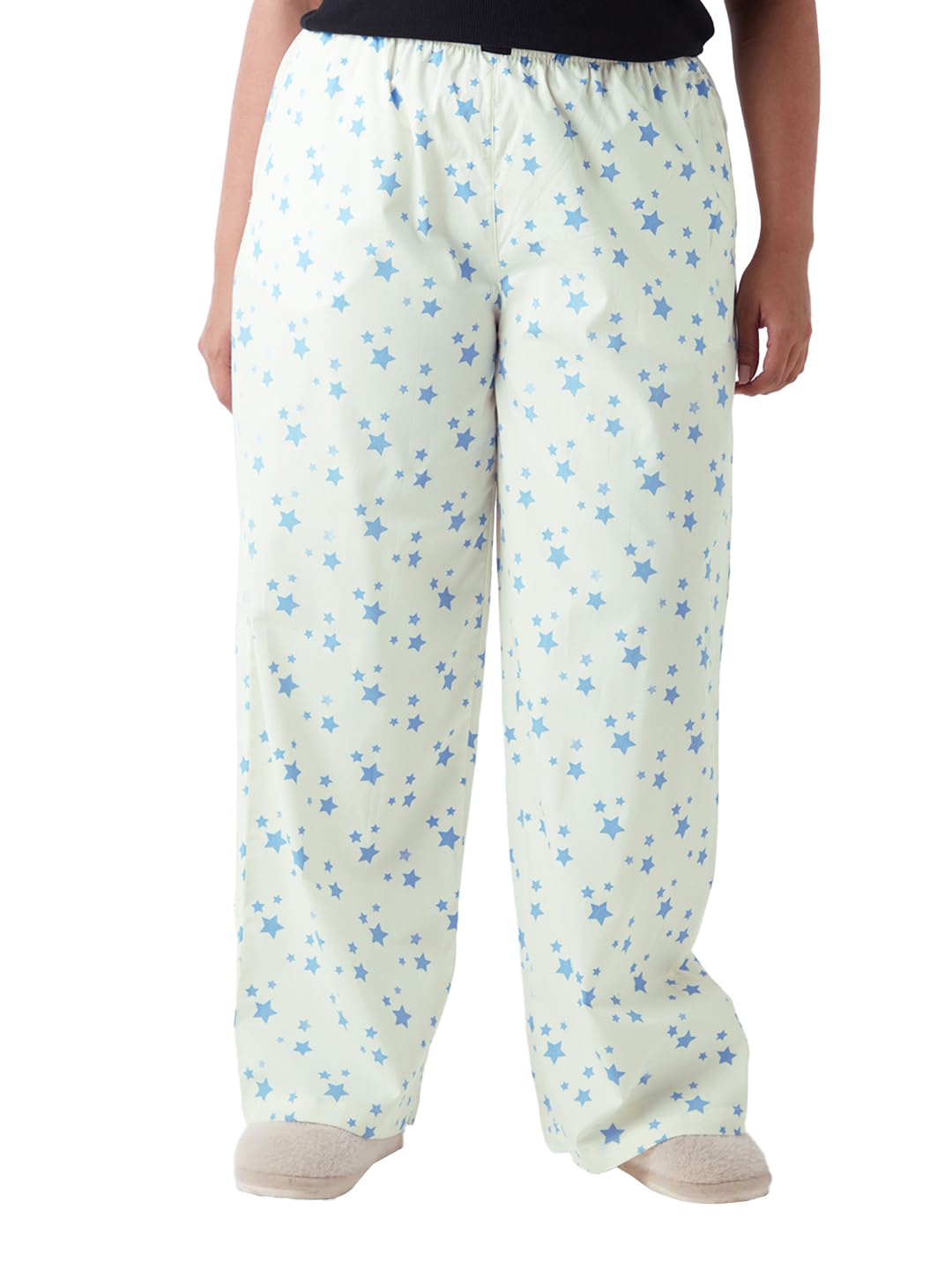 Bewakoof Womens All Over Print Regular Fit Poplin Plus Size Pyjama_645116_Off White_4XL