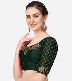 Pujia Mills WomenS Indian Ethnic Wear Designer Gold Zari Embroidery With Sequence Work V Neck Sleeveless Readymade Back Side Wo