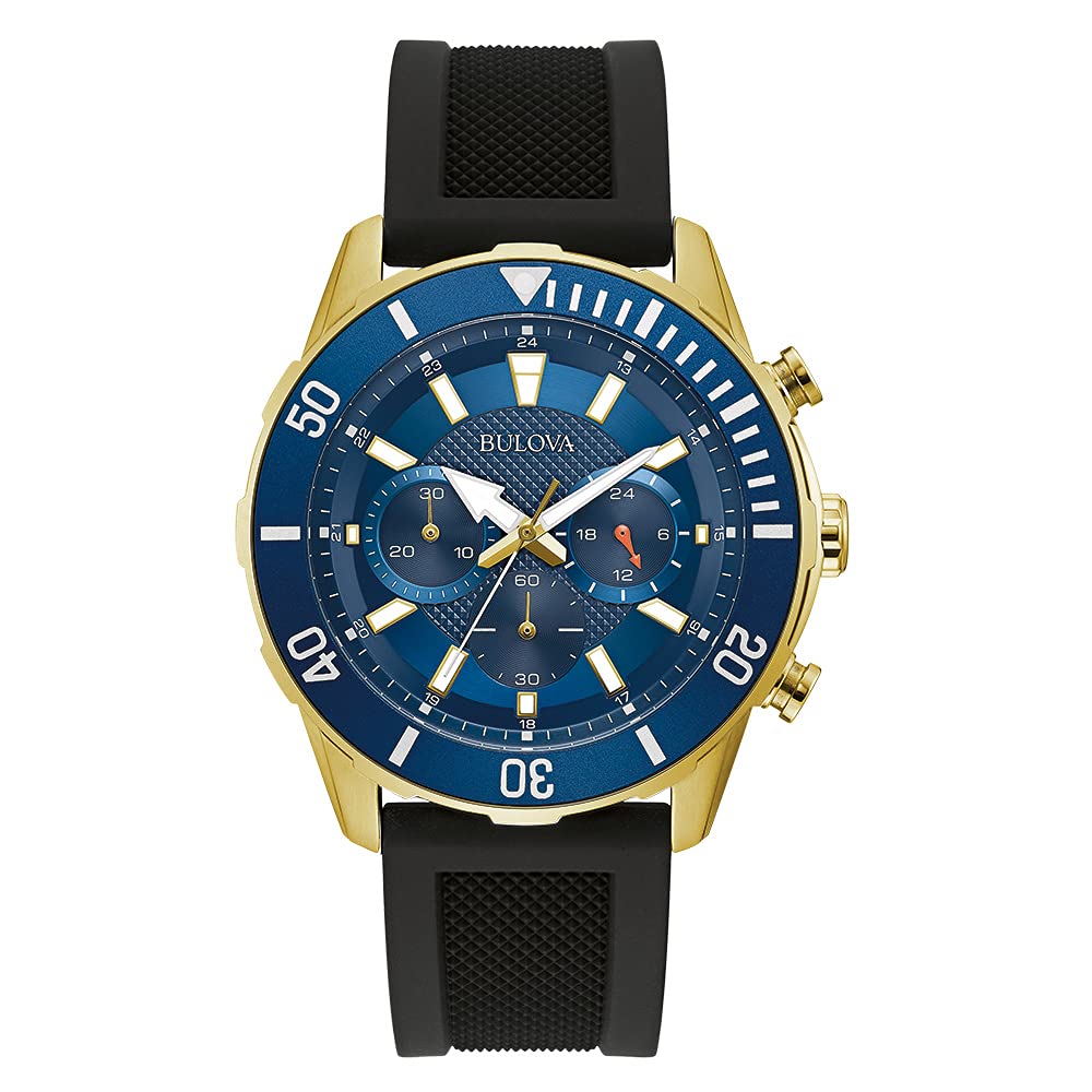 Bulova Sport Chronograph Silicon Blue Dial Quartz 98A244 100M Men's Watch