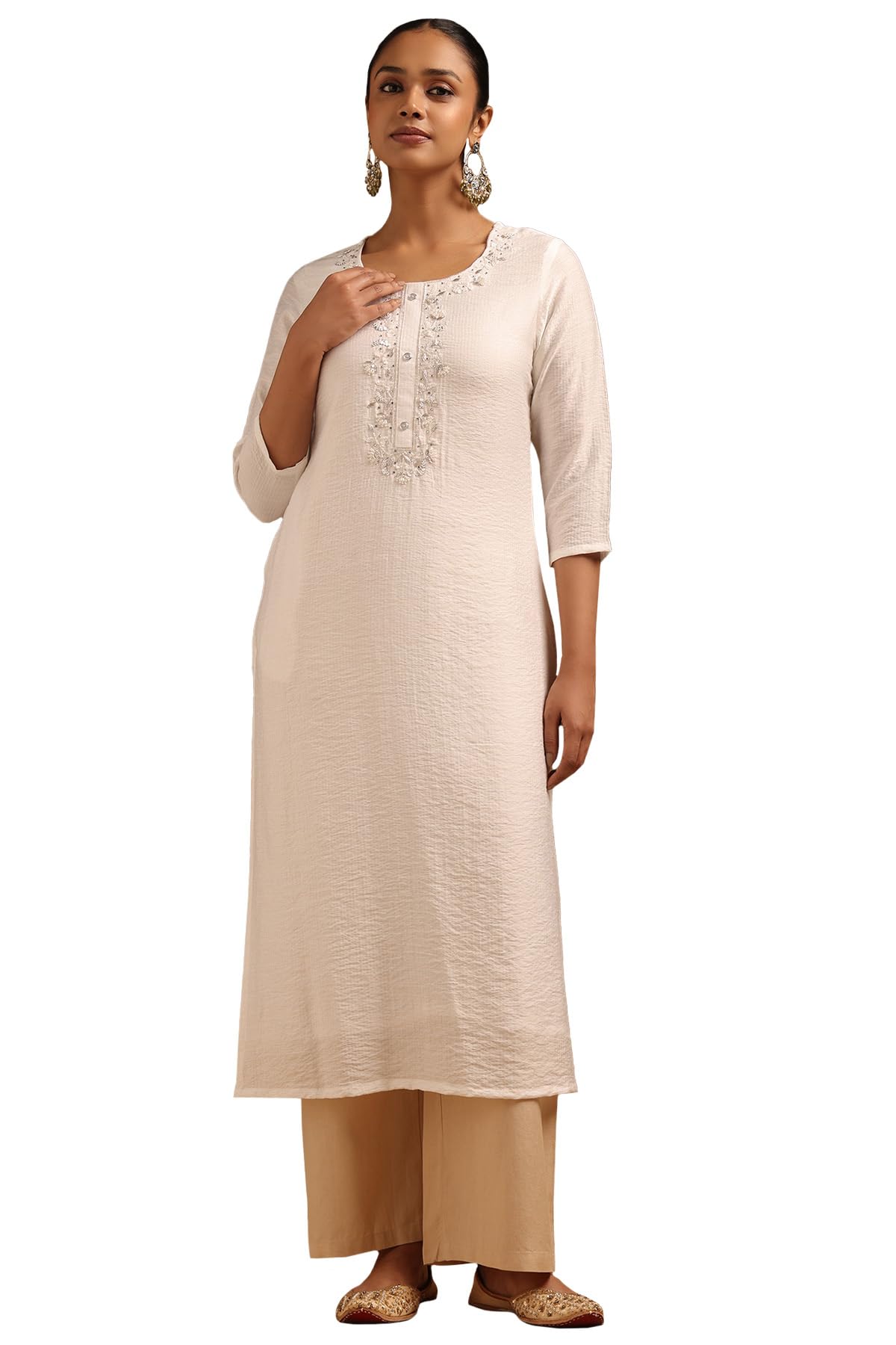 Soch Women Viscose Blend Floral Kurta with Cutwork and Sequins