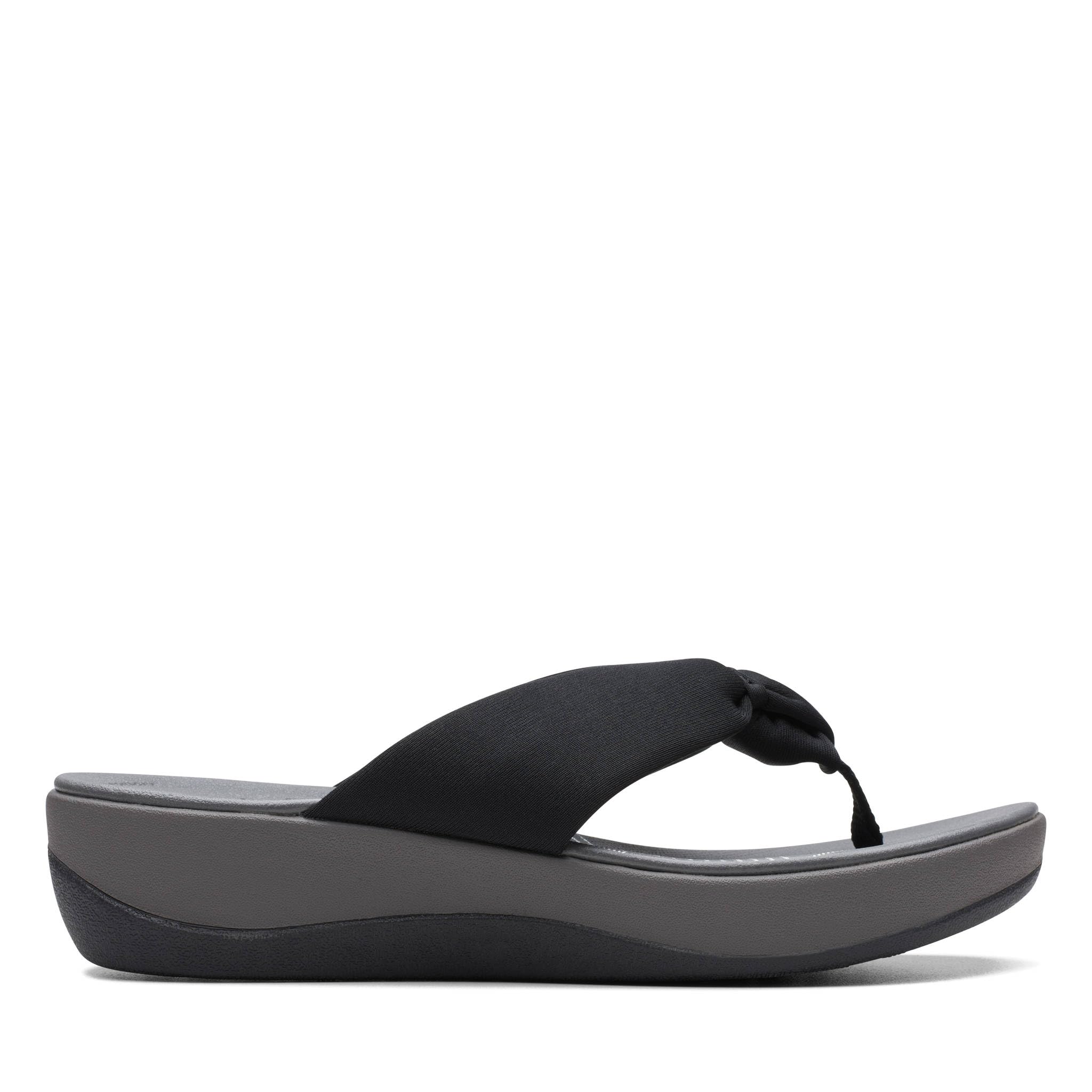 Clarks womens Arla Glison Flip Flop, Black Fabric, 9 US
