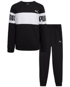PUMA Boys' Jogger Set - 2 Piece Soft Fleece Pullover Crewneck Sweatshirts and Sweatpants For Boys - Casual Active Set (4-16), Si